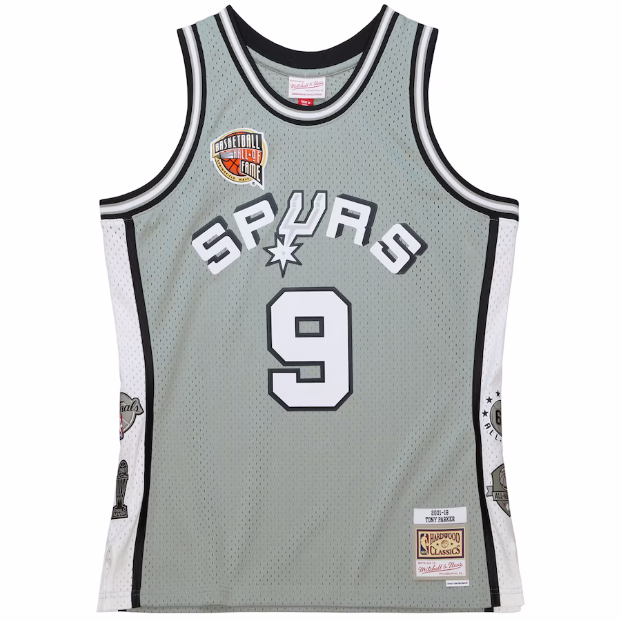 Tony Parker, San Antonio Spurs, Unisex Hall of Fame 2023 Klasse Retro, Grau