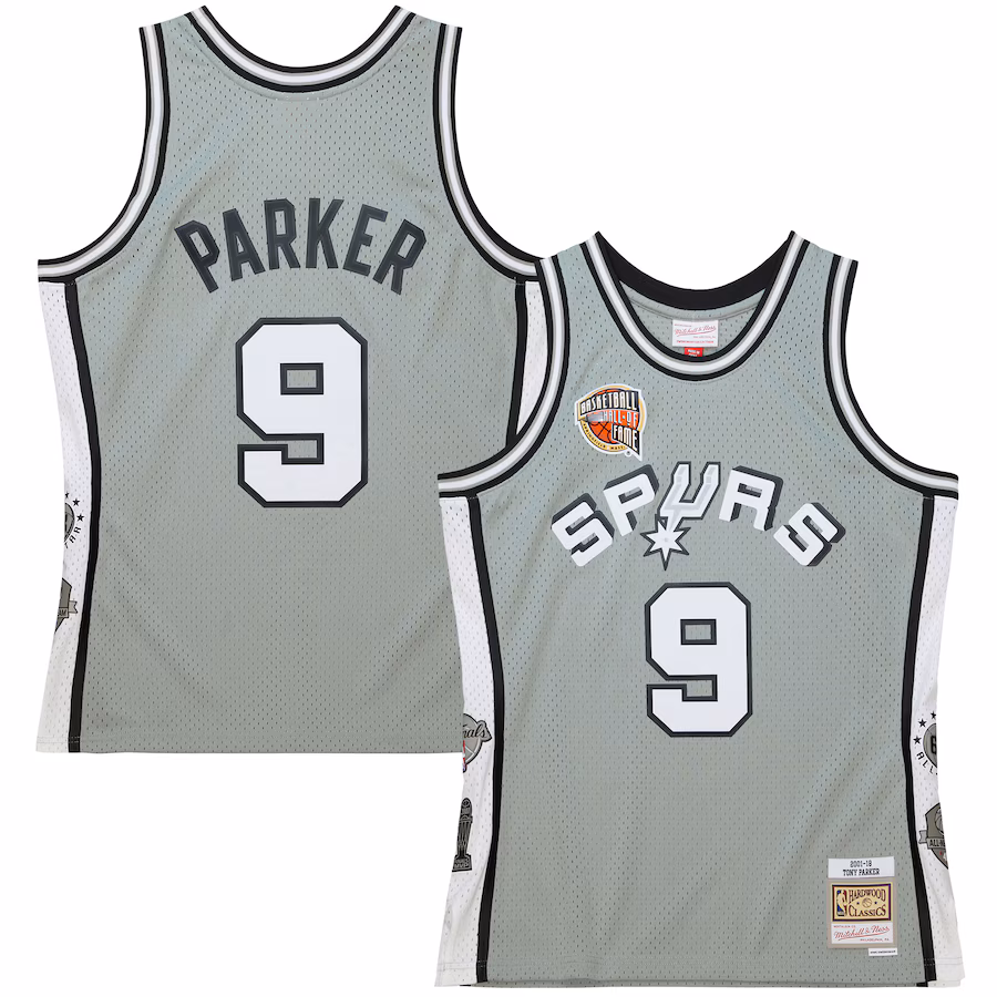 Tony Parker, San Antonio Spurs, Retro della classe 2023 del Hall of Fame unisex, Grigio