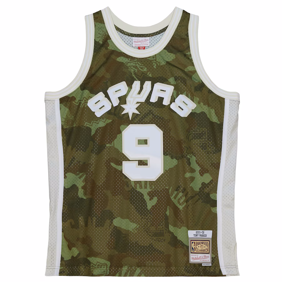 Maillot Mitchell & Ness Tony Parker San Antonio Spurs 2000/01 Ghost Green Camo