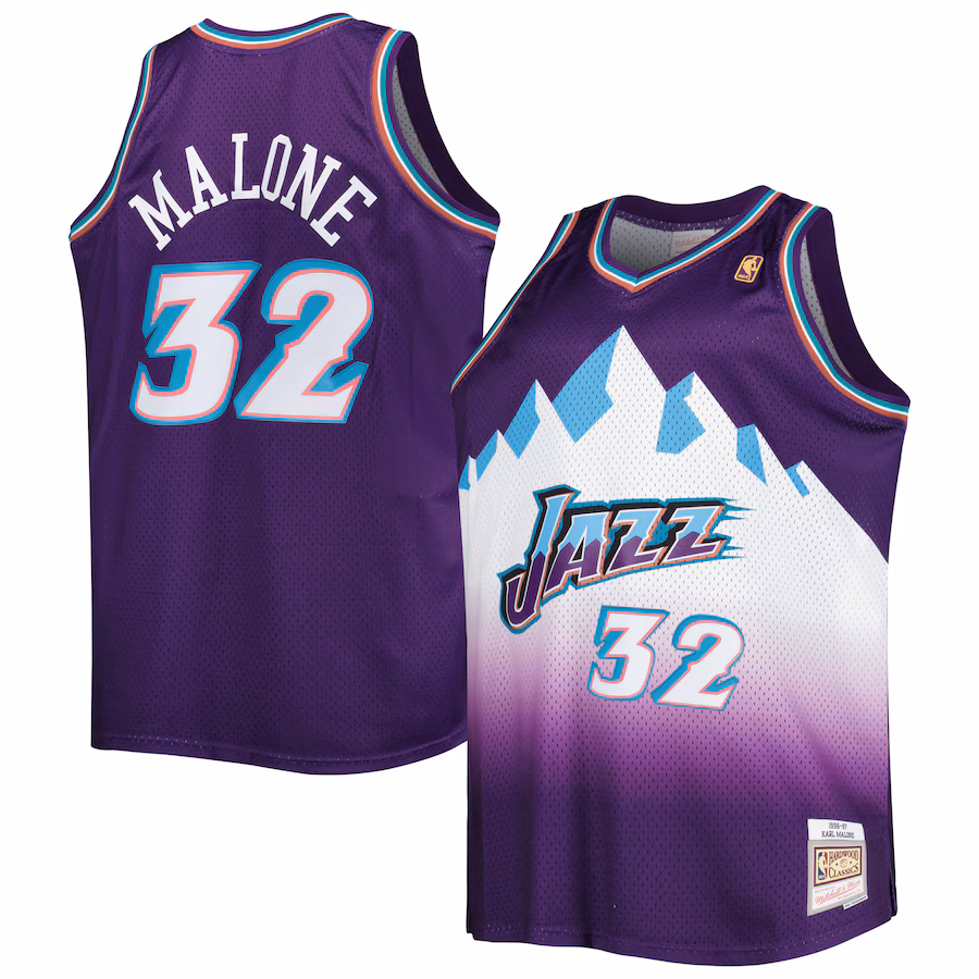 Maglia per tifosi di Karl Malone dell'Utah Jazz nel 1996/98, Viola