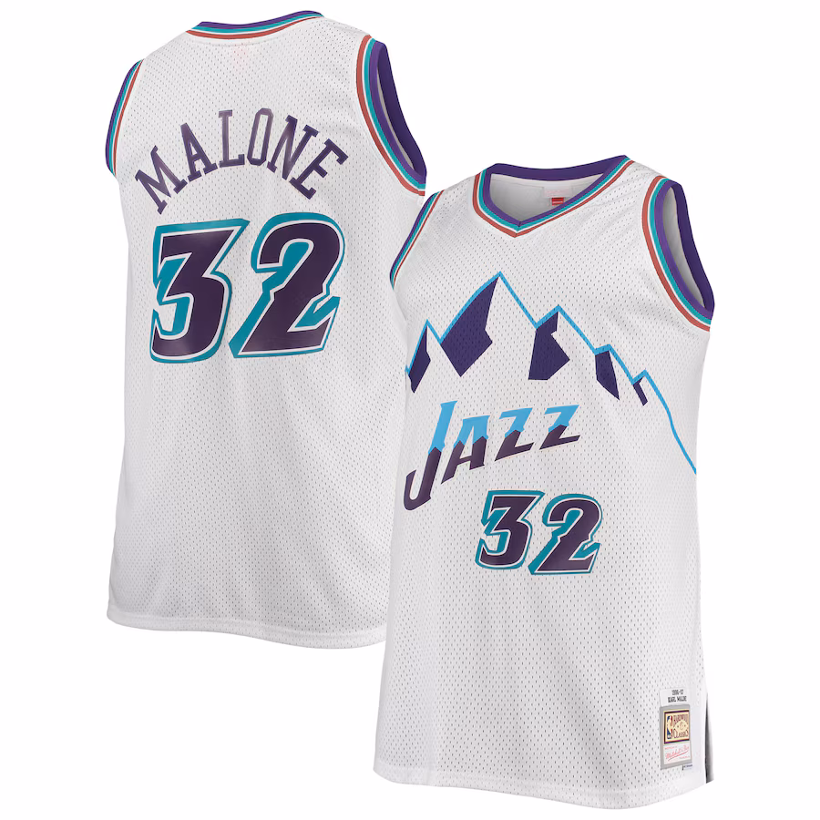 Karl Malone Utah Jazz 1996/98 Bianco