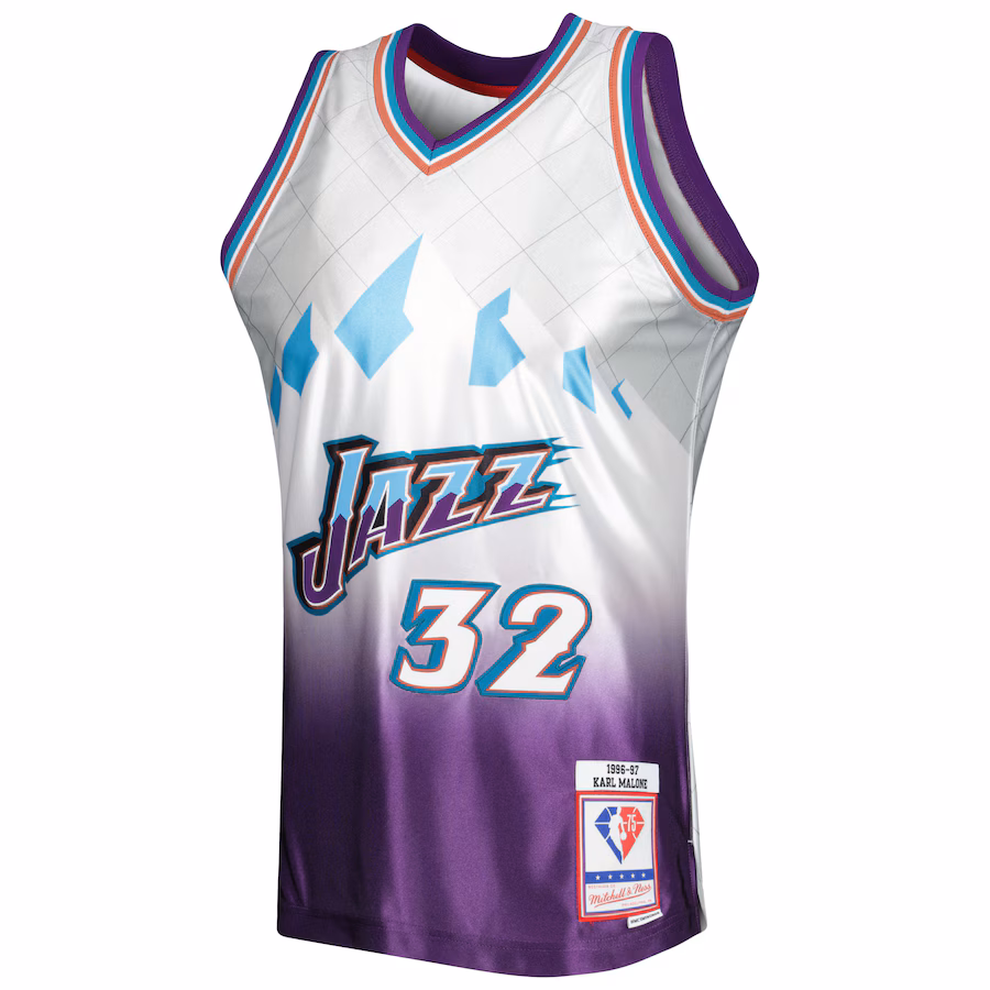Karl Malone Utah Jazz 1996/97 Klassische 75. Jahrestag Edition, Weiß